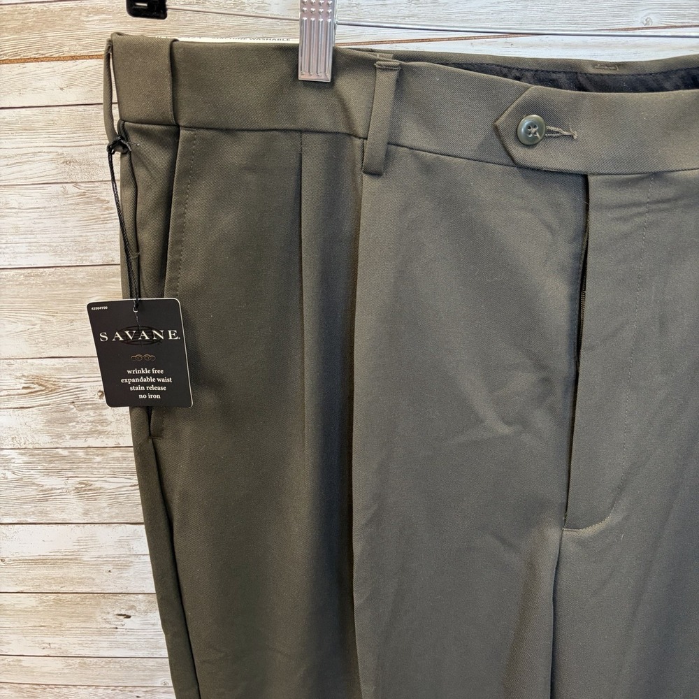 NWT Savane Mens 40x32 Pants Artichoke Pleated Expandable Waist Wrinkle Free